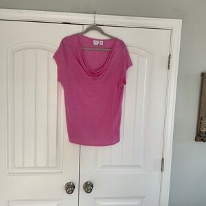 H by Halston  XL Draped Linen T-Shirt